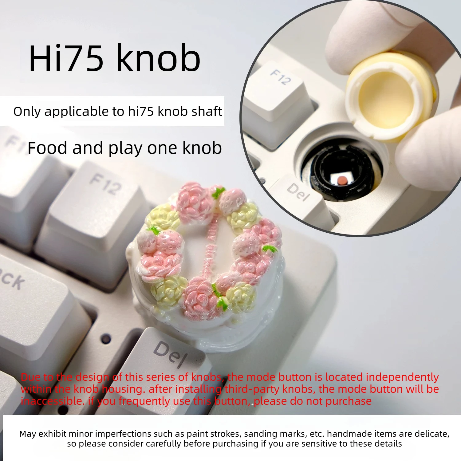 Creative Strawberry Succulent Rose Birthday Cake Appearance Knob 6mm/D-type Rotary Knob Shaft for NJ80 NJ98 AULA F75 S98 Hi8SE