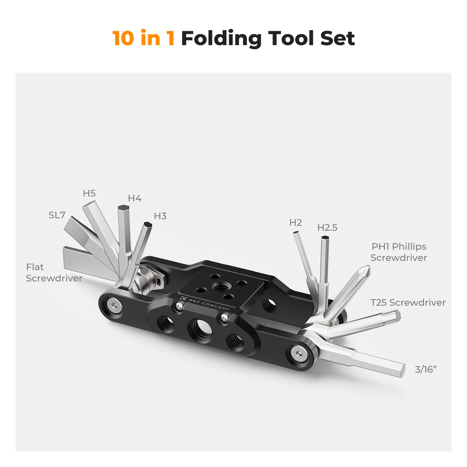 K&F Concept Allen Wrench 10 pcs Folding Set Kit Allen Key Set Tool Portable Hex Key Set Portable for Tripode Home Business