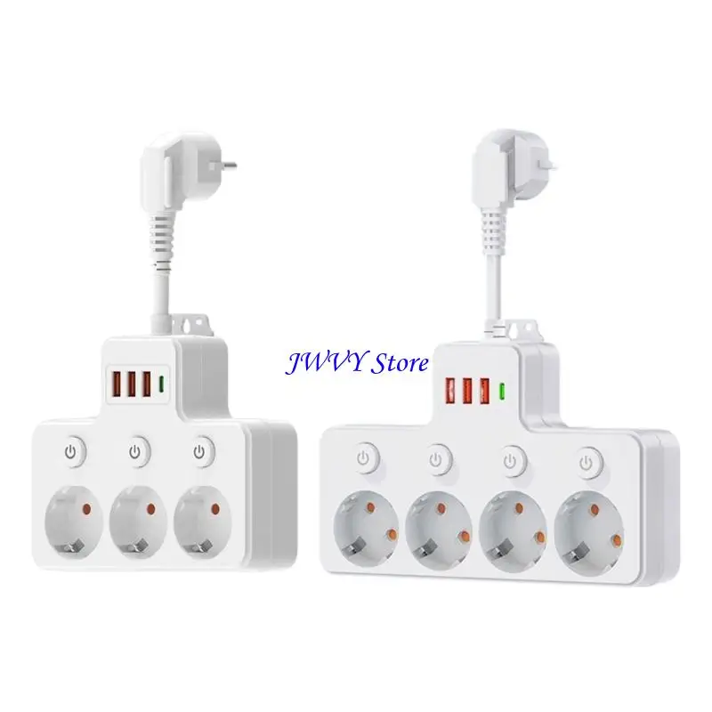 573A Compactly Power Strips With Individual Switches For Europe Power Charging Hubs