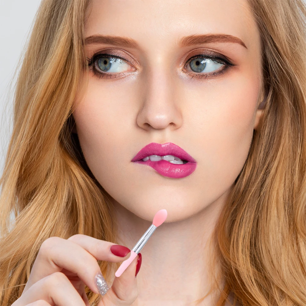 1 Juego de pinceles de silicona para labios, cabezal suave, diseño preciso, aplicador de sombra de ojos, aplicador de lápiz labial, pincel de maquillaje y belleza