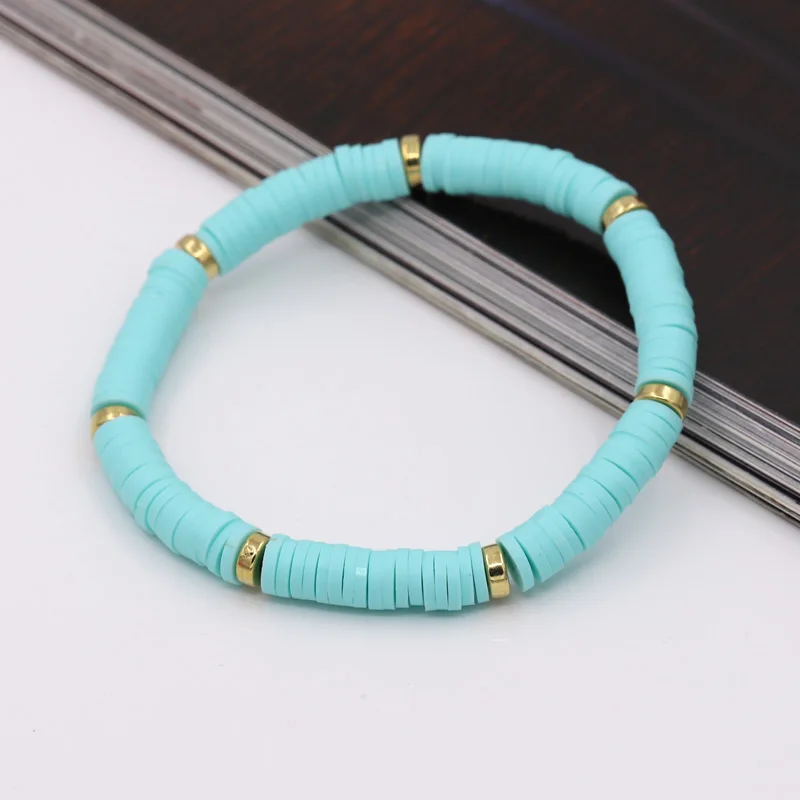 Boho Schmuck Armbänder für Frauen Mode Regenbogen Bunte Polymer Clay Perlenarmband Geschenk Damen Mädchen Handgelenk-Accessoires – Detail 11