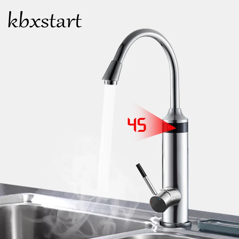 Kbxstart Kitchen Tankless Water Heater Tap Electric Water Faucet Third Generation Heating Tube Torneira 220V With Safer Handle