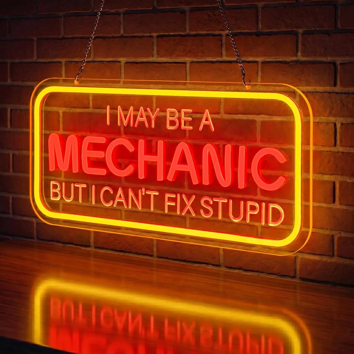 Mechanic Neon Sign USB Dimmable LED Light for Garage Man Cave Workshop Auto Repair Shop Funny Aesthetic Decor Gifts Night Light