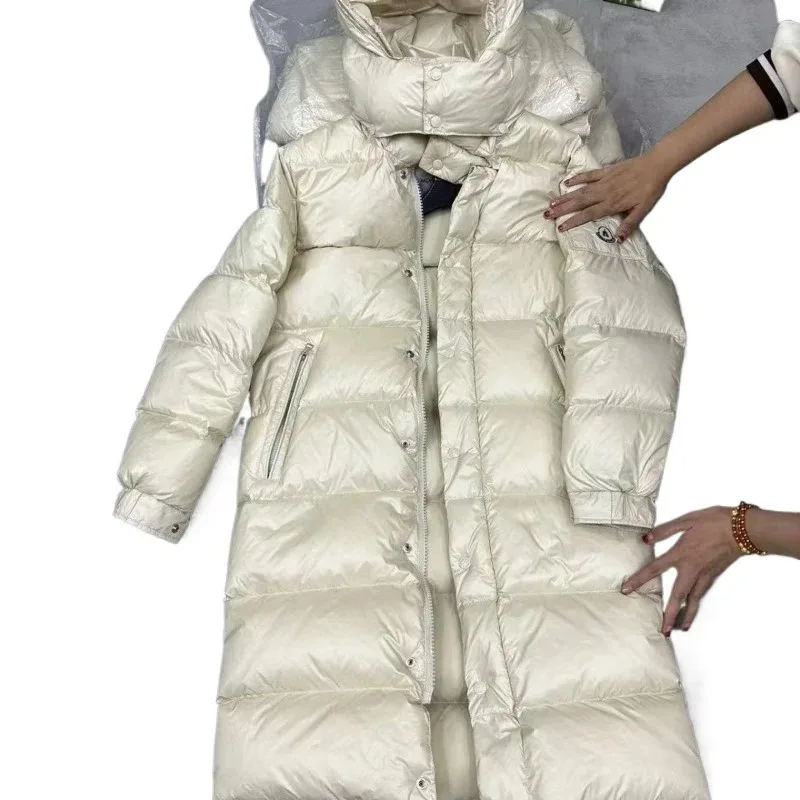 

Winter Duck Down Real Shot, Thin Waist Thickened Over The Knee Long Down Jacket Men and Women Warm Couple Down Jacket Tide Coats