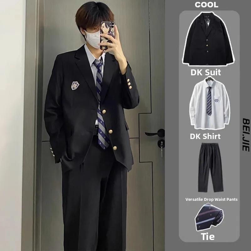 

Loose Men's Suiting Jaet And Pants Set Youthful Sle Stand Fit Four Seasons Casual Vintage Japanese College Sle Coupl...