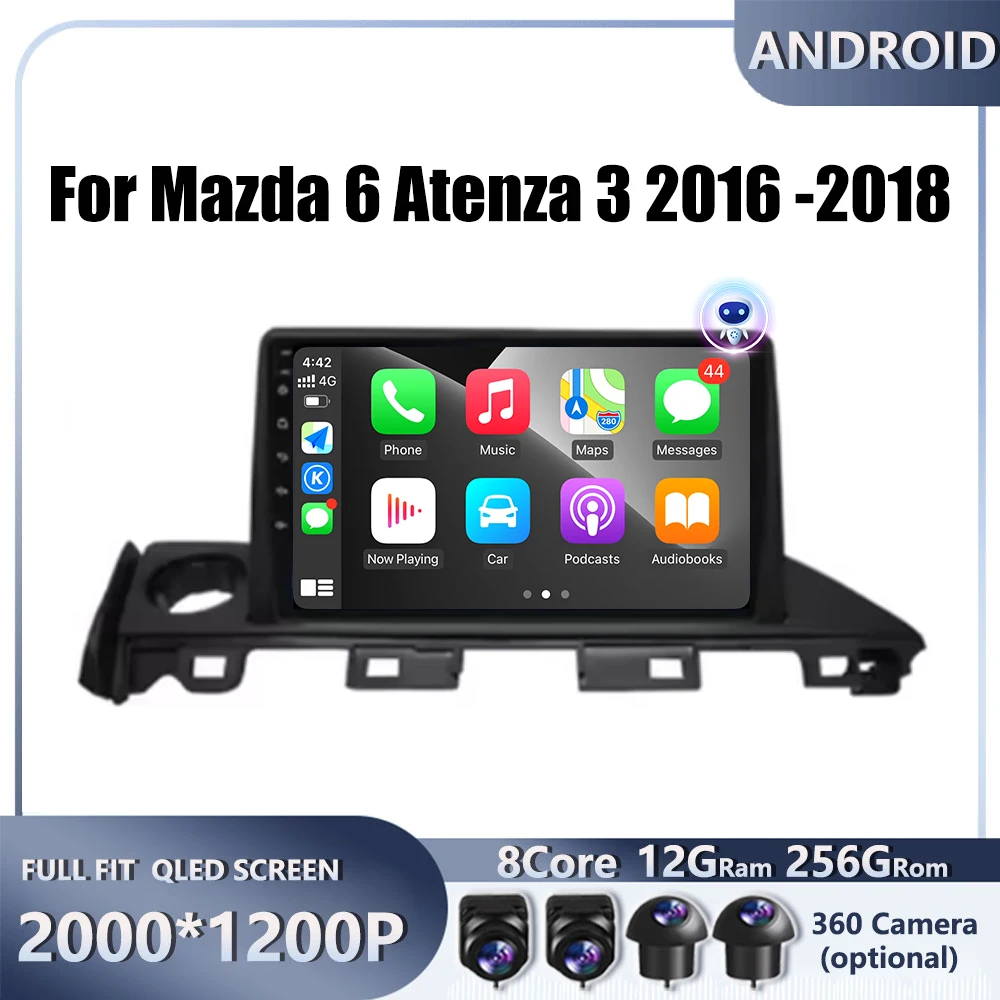 

9“ For Mazda 6 Atenza 3 2016 -2018 Car 4G Android OS Radio Stereo Multimedia Video GPS Navigation Player QLED screen BT 5.0 Wifi