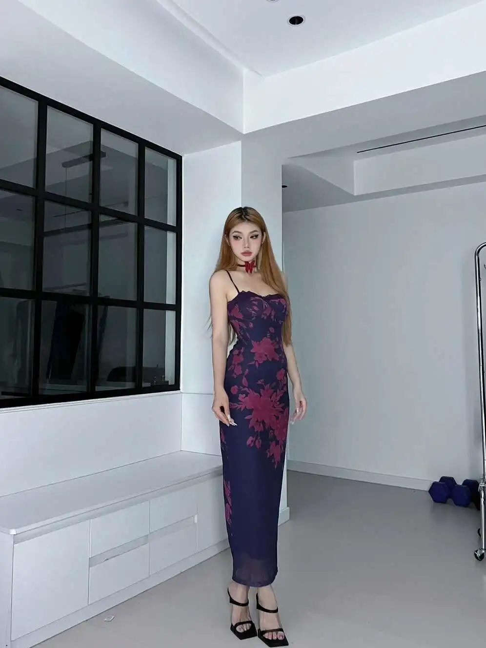 فستان بروتيل مزهّر أنيق شبكي مرن مثير فتاة حار سليم نمط جديد موضة فساتين حلوة 2024 ملابس علوية جديدة حلوة B14Z