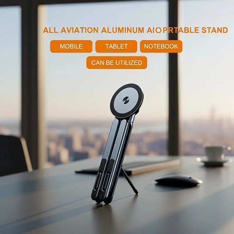 3-in-1 Magnetic Portable Laptop Stand Foldable Aluminum Alloy Laptop&Phone Holder 8 Level Height Adjustment Laptop Stand