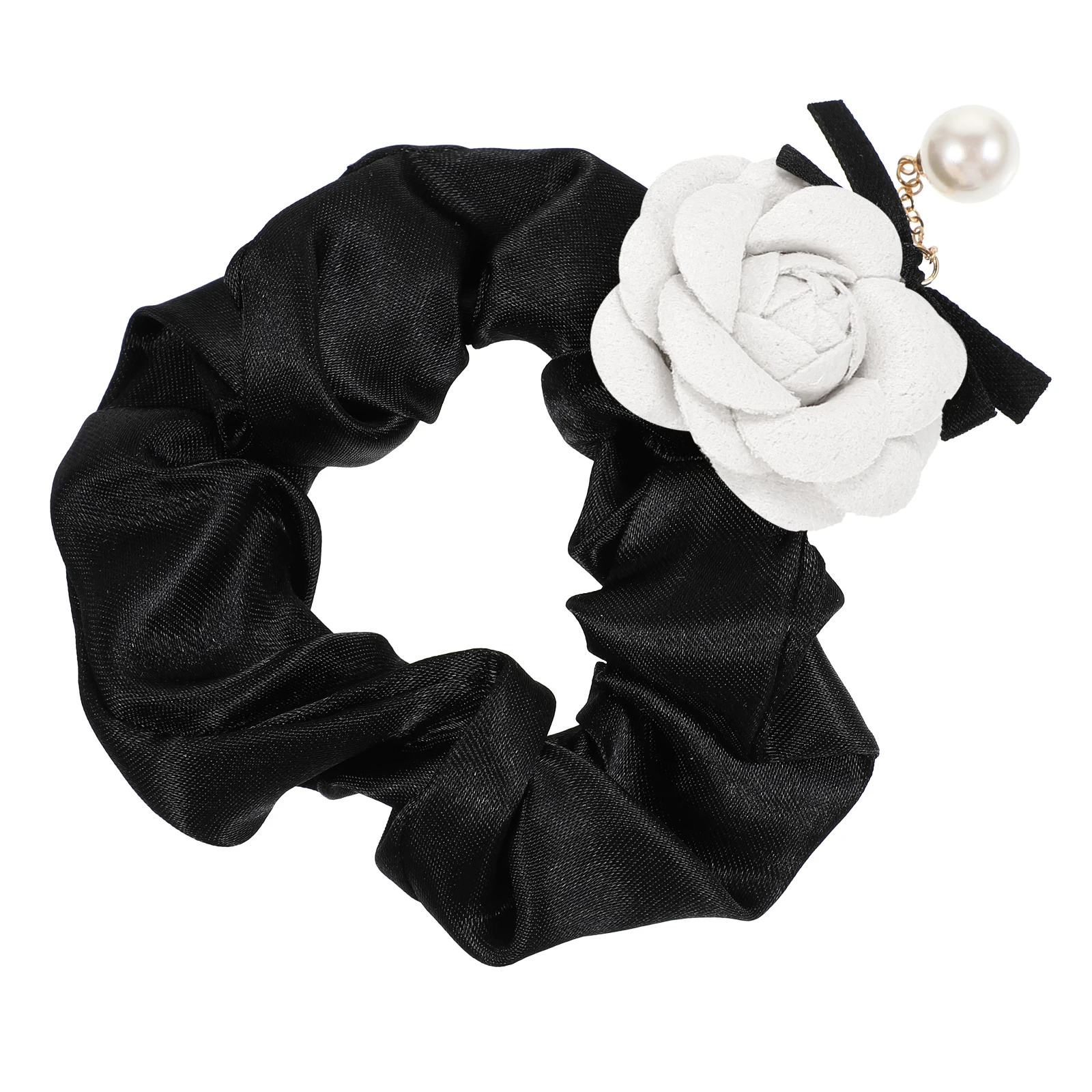 

Elegant Hair Rope Tie Pearl Scrunchy Cloth Ring Durable Premium Material Ponytail Holder Hair B Long Time Use Everyday