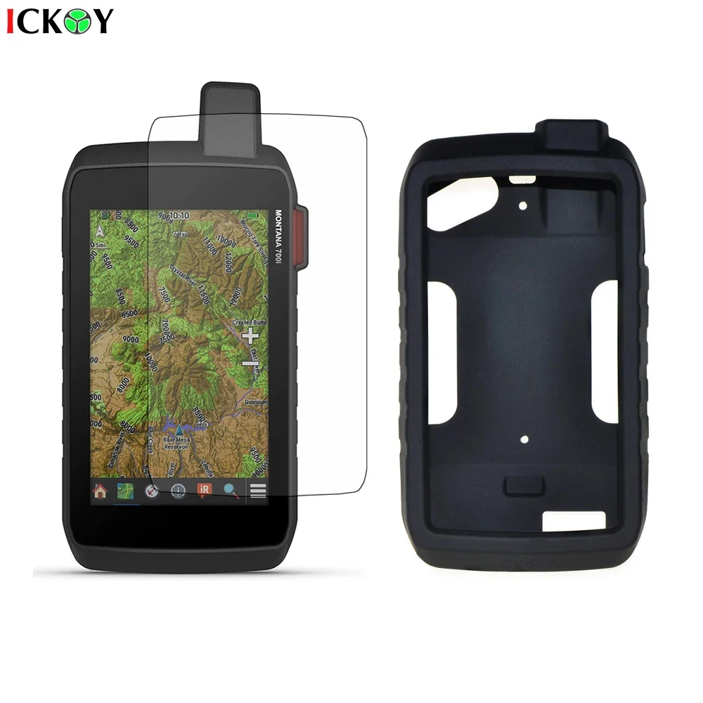 Silicone Protect Protective Case Skin +Screen Portector Shield Film/Lanyard for Hiking Handheld GPS Garmin Montana 750i 700i 750