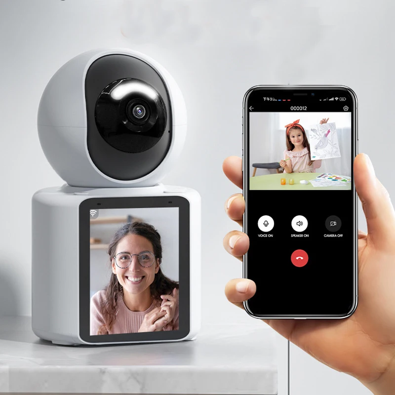 Smart Surveillance Camera with Two-Way Video Calling One-Touch Call and Screen Display for Home Baby Monitors