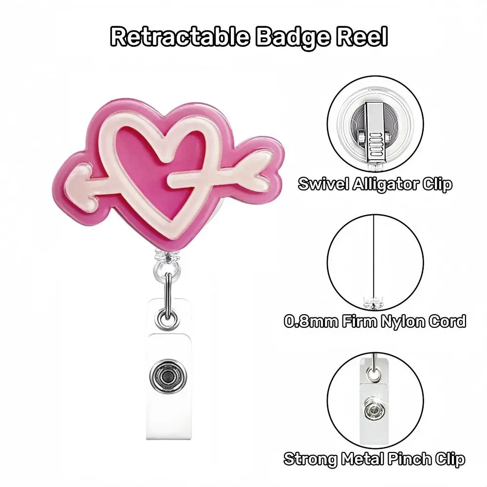 Glitter Acrylic ID Badge Holder Retractable 360 Rotating Badge Reel Clip Telescopic Fruit Dog Nurse Badge Reel Crocodile Buckle