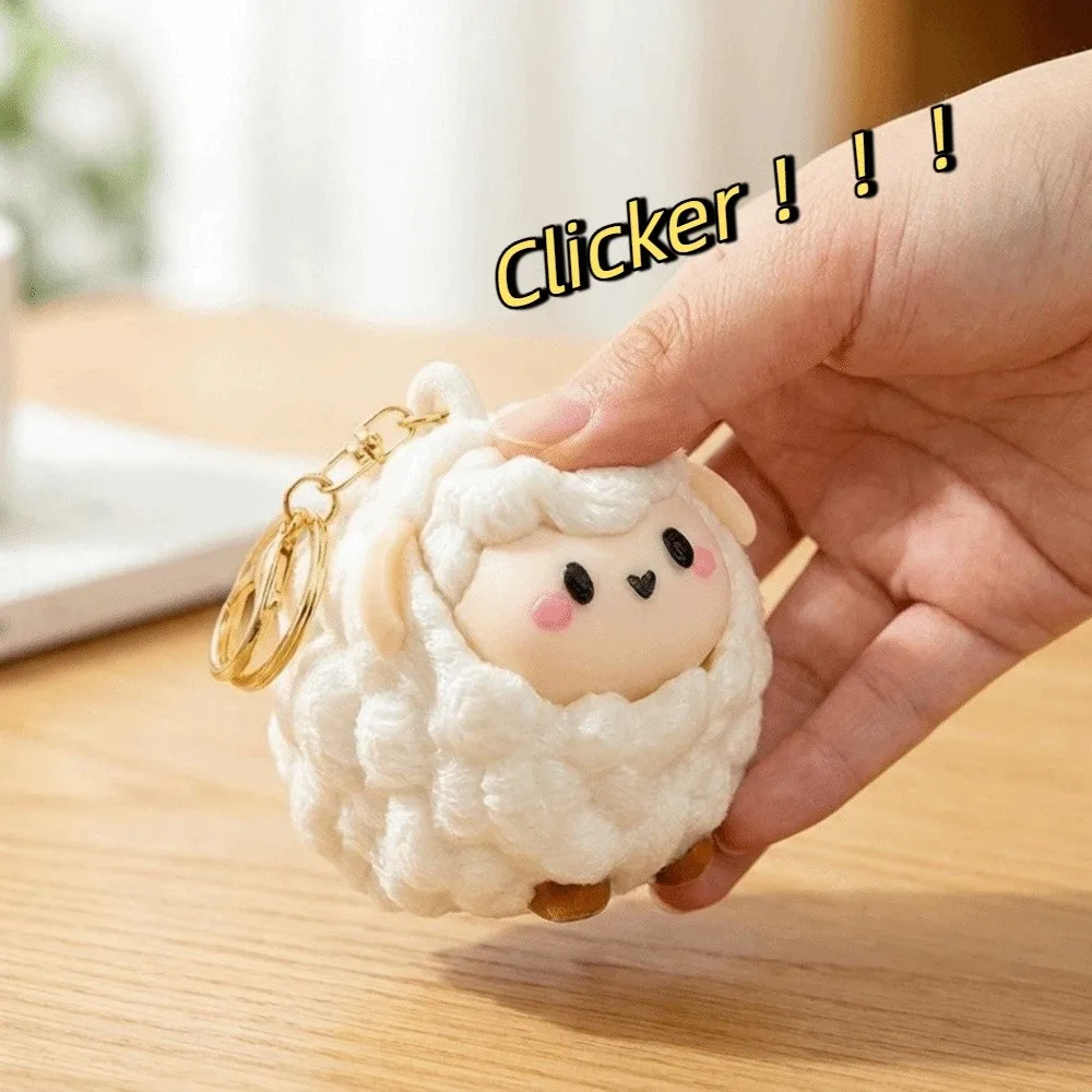 Funny 3D Printed Sheep Fidget Clicker Cute Eco Friendly Cartoon Lamb Bag Charm Plastic Fidget Clicker Charm School Bag