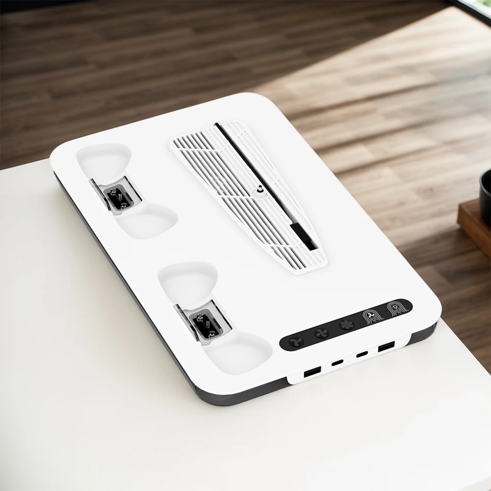 デュアルコントローラー充電器付き冷却ファンステーション-3段階ファンrgbライト充電ステーション-プレイステーション5-pro-slim用