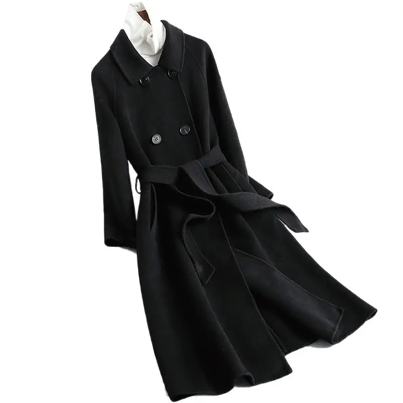 

Women's Clothing Double-sided cashmere slim fit over the knee woolen coat Autumn Winter New No.2