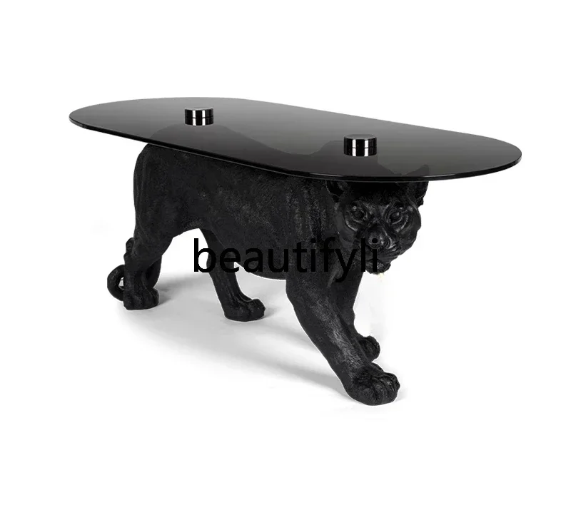 

XZZSimple personality modern oval glass animal coffee table creative furniture