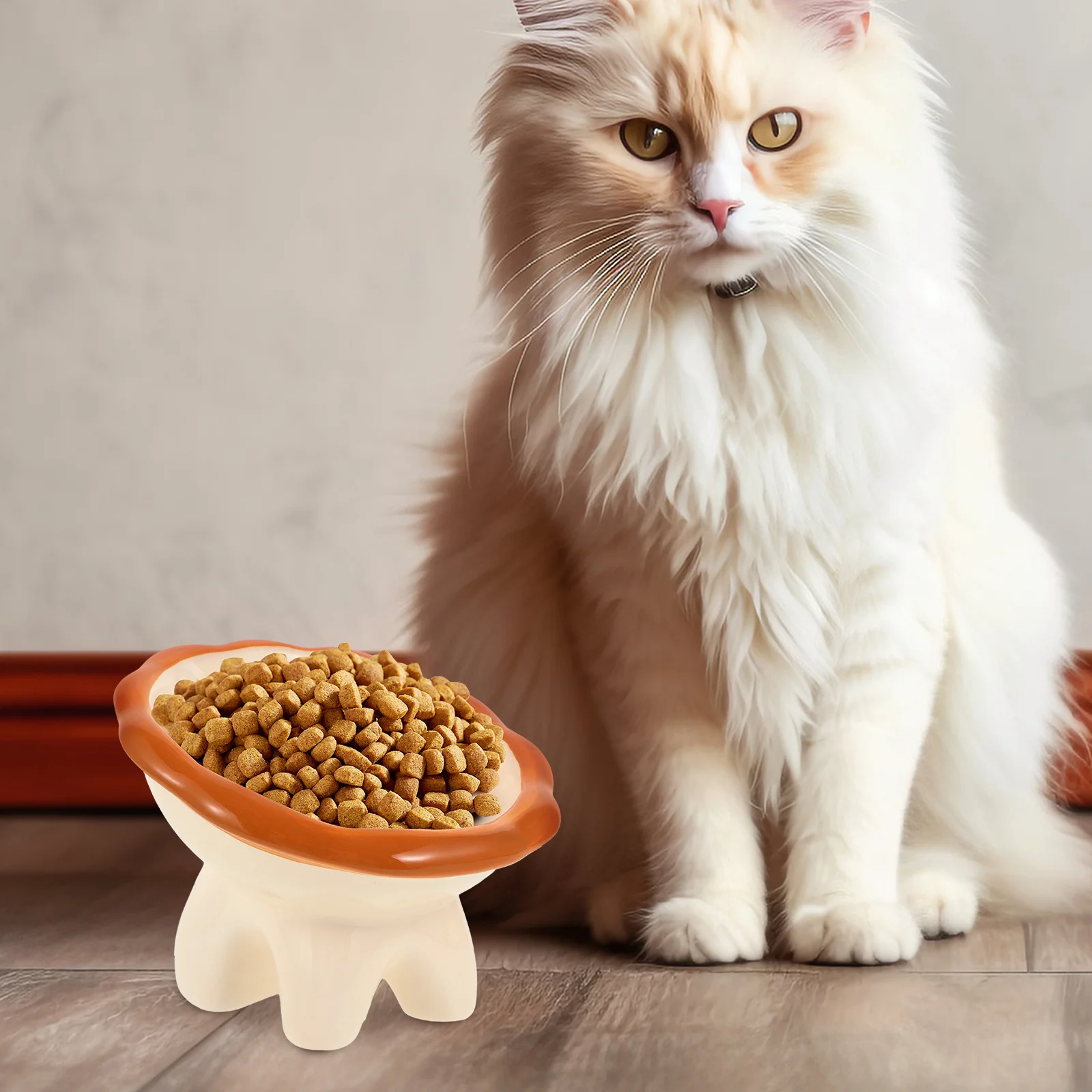 

Raised Cat Food Bowl Ceramic Elevated Pet Bowl Portion Control for Better Digestion Easy to Bowls for Food and Water
