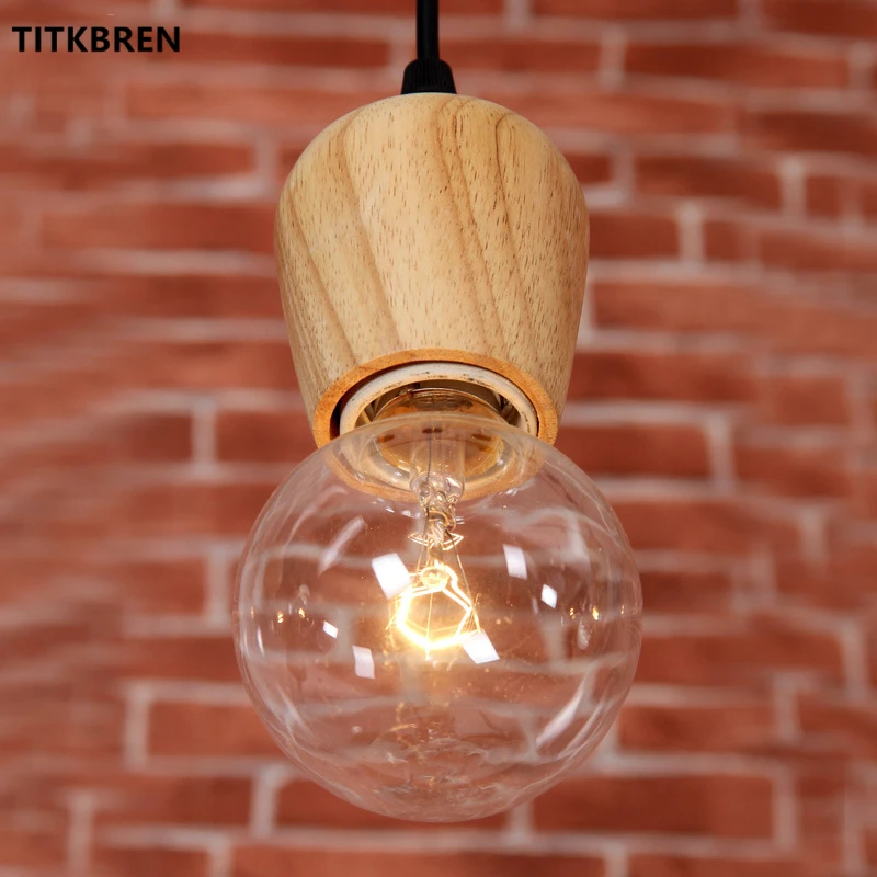 Modern Colorful Braided Twisted Pair Wood Small Pendant Light E27 DIY Lamp Holder Hanging Lights Fixture Bulb Excluded