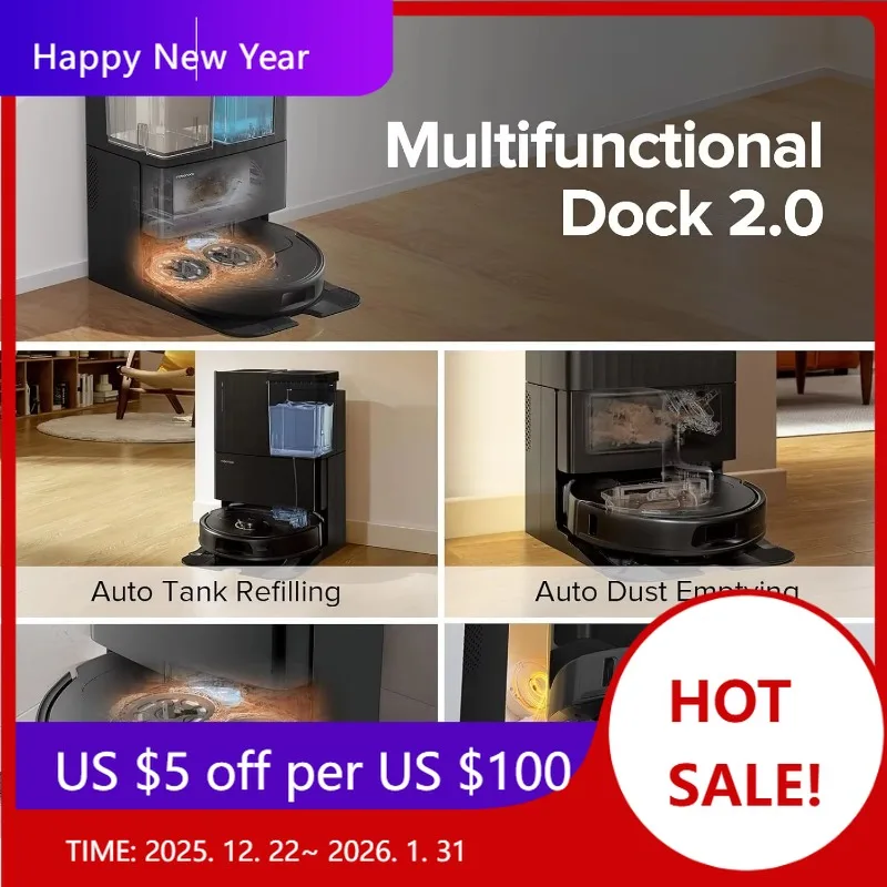 

Roborock Robotic Vacuum Cleaner 7,000 Pa Super Suction FlexiArm Design Edge Mopping Dynamic Hot Water Mop LDS Intelligent Dirt W