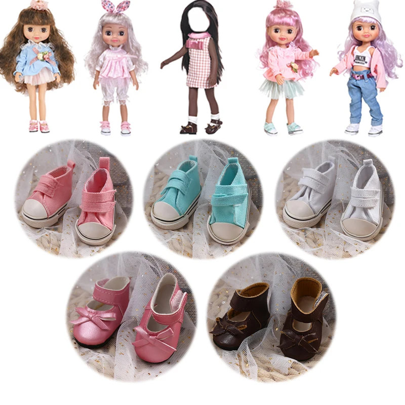 5Cm Canvas Doll Shoes For 35cm American Doll 5 Colors Cloth Doll Shoes Leather Shoes Sneakers For Baby Girl Doll Accessories