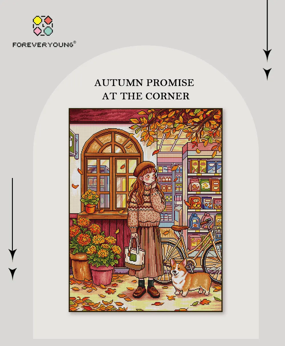 Foreveryoung Autumn Promise at the Corner Diamond Kit, 60×80cm, Triple Diamonds. Warm Autumn Street Decor, Great DIY Gift.