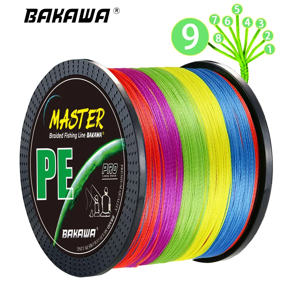 BAKAWA Carp Fishing Line 9 Strands Braided Japan Multifilament Sea Seawater PE Wire 300/500/1000M Strong Durable Smooth Tackle