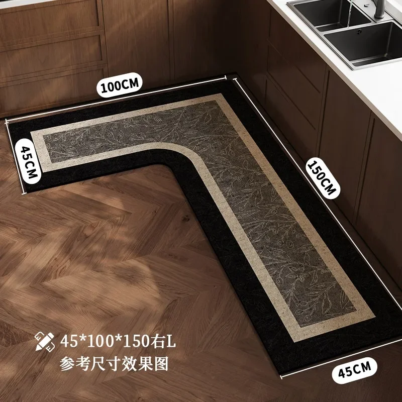 L Shape Kitchen PVC Floor Mat Anti-fouling Oil-proof Kitchen Rug Home Scrubbable Pvc Waterproof Balcony Carpet Tapete De Cozinha