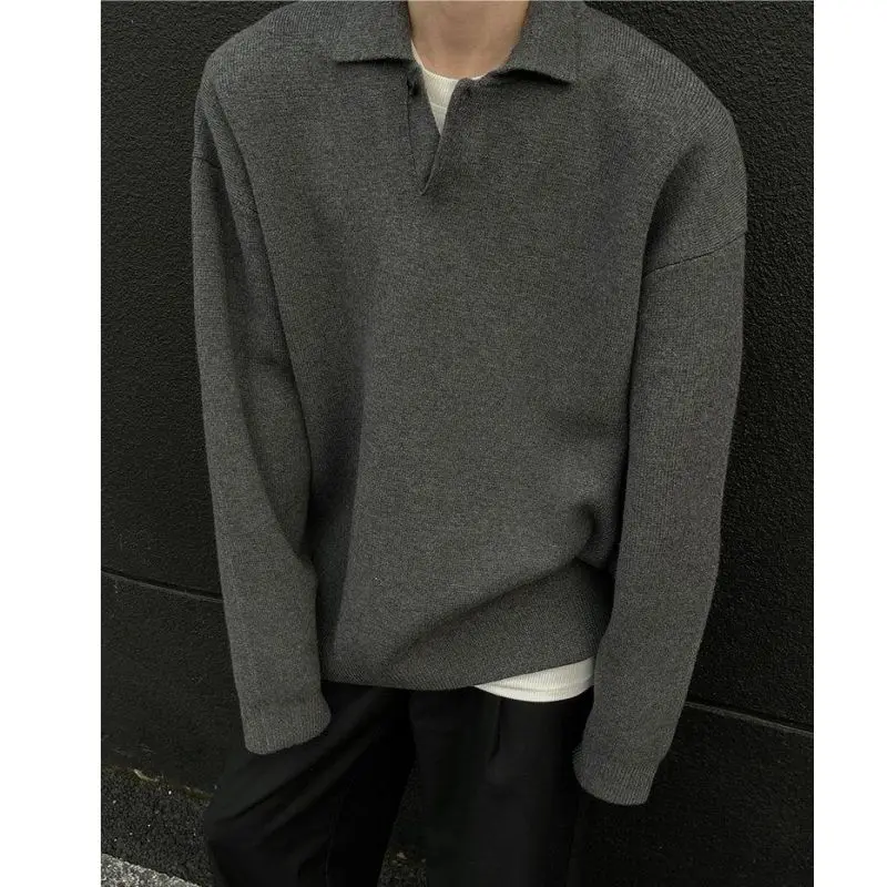 

Свободный крой, трикотаж, мужской свитер в американском ретро-стиле, повседневный, комфортный, для осеннего сезона, базовый слой, внутренняя одежда