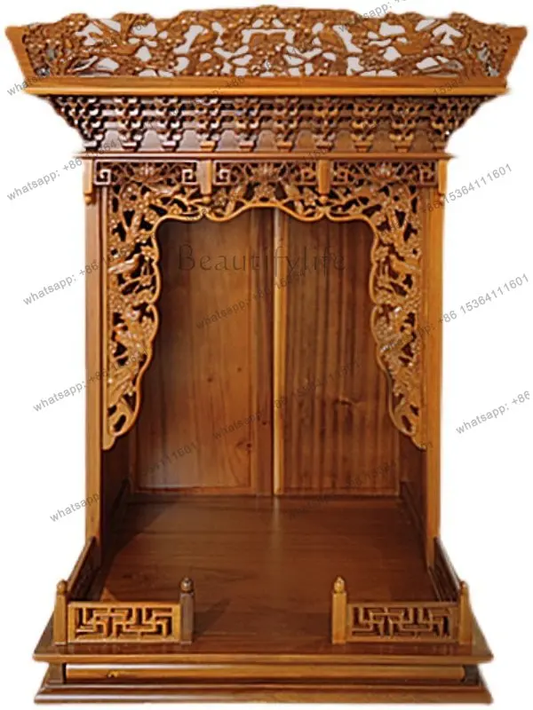 Solid wood Buddhist niche for Taiwan household use Guanyin Nanmu plum blossom top hanging Buddhist niche