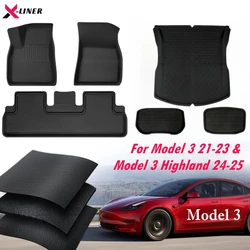 For Tesla Model 3 Highland 2024 2025 Floor Mats LHD RHD 2023-2021 Model 3 Weather Floor Liners Anti-slip Trunk Mat Cargo Liners