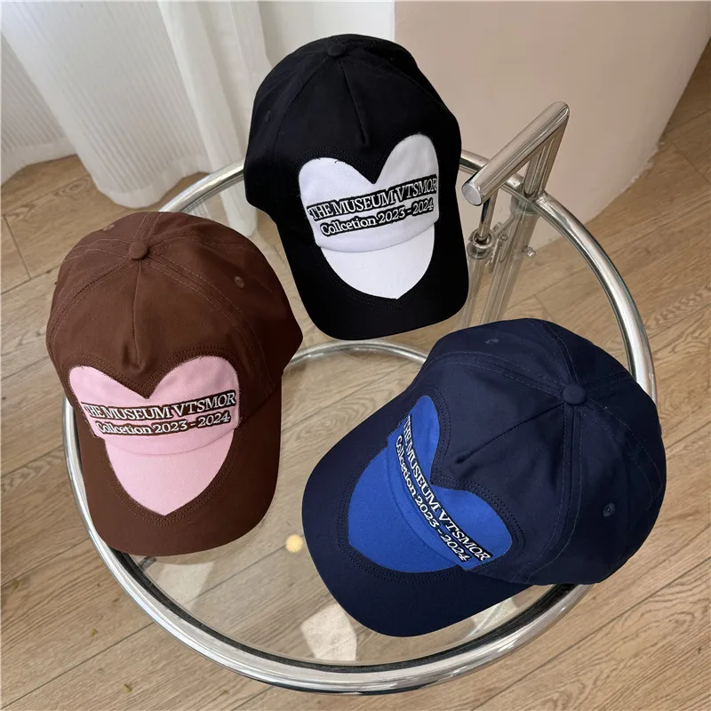 Baseball Cap Women's Soft Top Retro Love All-Match Face Slimming Spring and Summer Four Seasons Peaked Cap