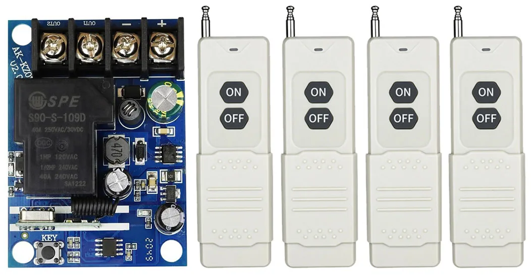 Универсальный беспроводной переключатель дистанционного управления 433 МГц, 12 В постоянного тока, 24 В, 48 В, 30 А, дистанционное реле включения и выключения для умной бытовой техники/свет