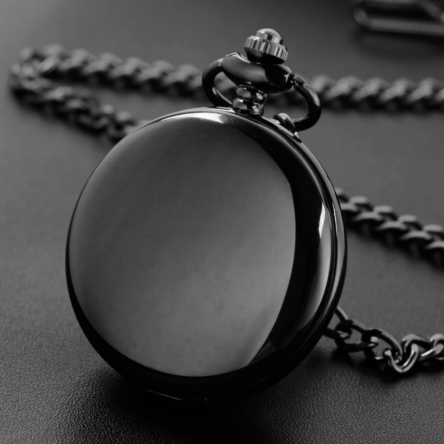 ساعة جيب دائرية سوداء تذكارية كهدية عيد ميلاد ابني وساعة جيب كوارتز وسلسلة الخصر