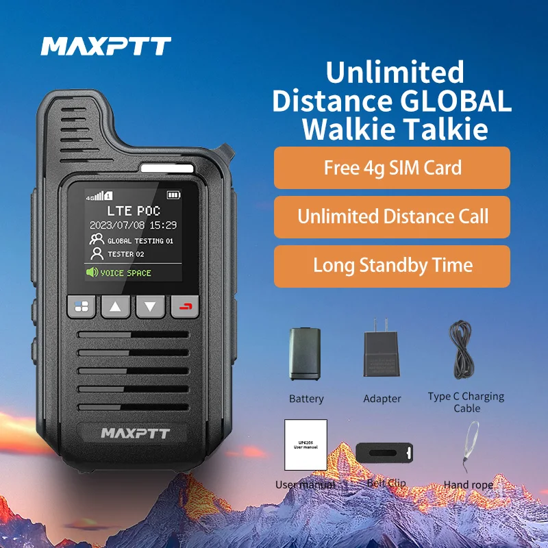 1 وحدة Maxptt Mp-N250 نطاق غير محدود جهاز اتصال لاسلكي عالمي من النوع C تصميم مقاوم للماء لا يتطلب ترخيص راديو محمول ثنائي الاتجاه جهاز اتصال لاسلكي للكبار