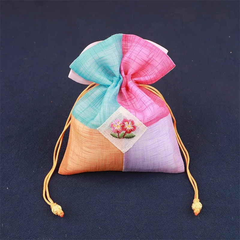 StoBag 5pcs Color Silk Sachet Bags Small Drawstring Handmade Gift Jewelry Packaging Storage Pocket Reusable Pouch Decoration