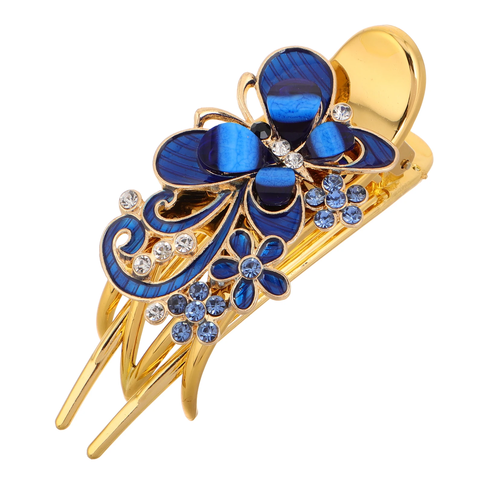 

Butterfly Blue Hairpins Three Teeth Clip for Women Vintage Flower Hair Accessories Bridal Ponytail Wedding Guest Girl