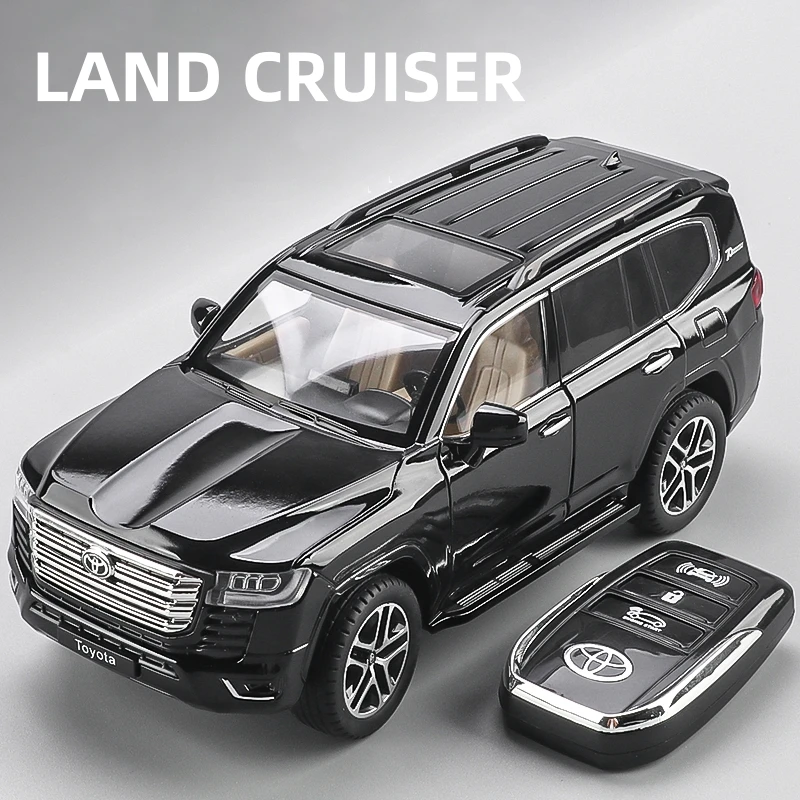 In Stock 1:24 Toyota LAND CRUISER PRADO Key Control Alloy Car Model Sound and Light Pull Back Children's Toy Collectibles
