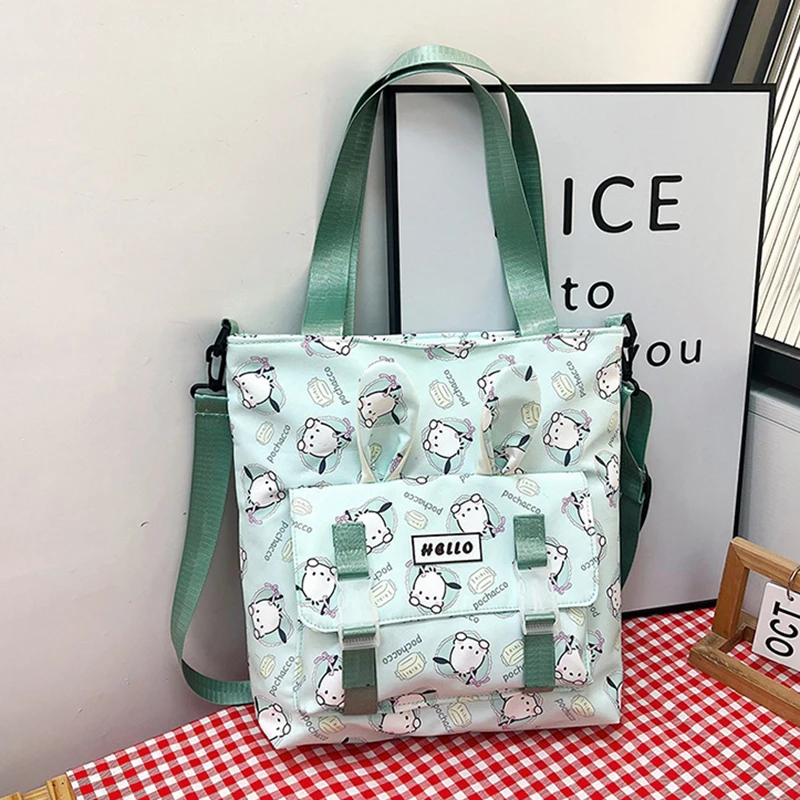 MINISO Sanrio Crossbody Bag Cartoon Cute Printed Shoulder Bag Kuromi Handbag Large Capacity Tote Bag