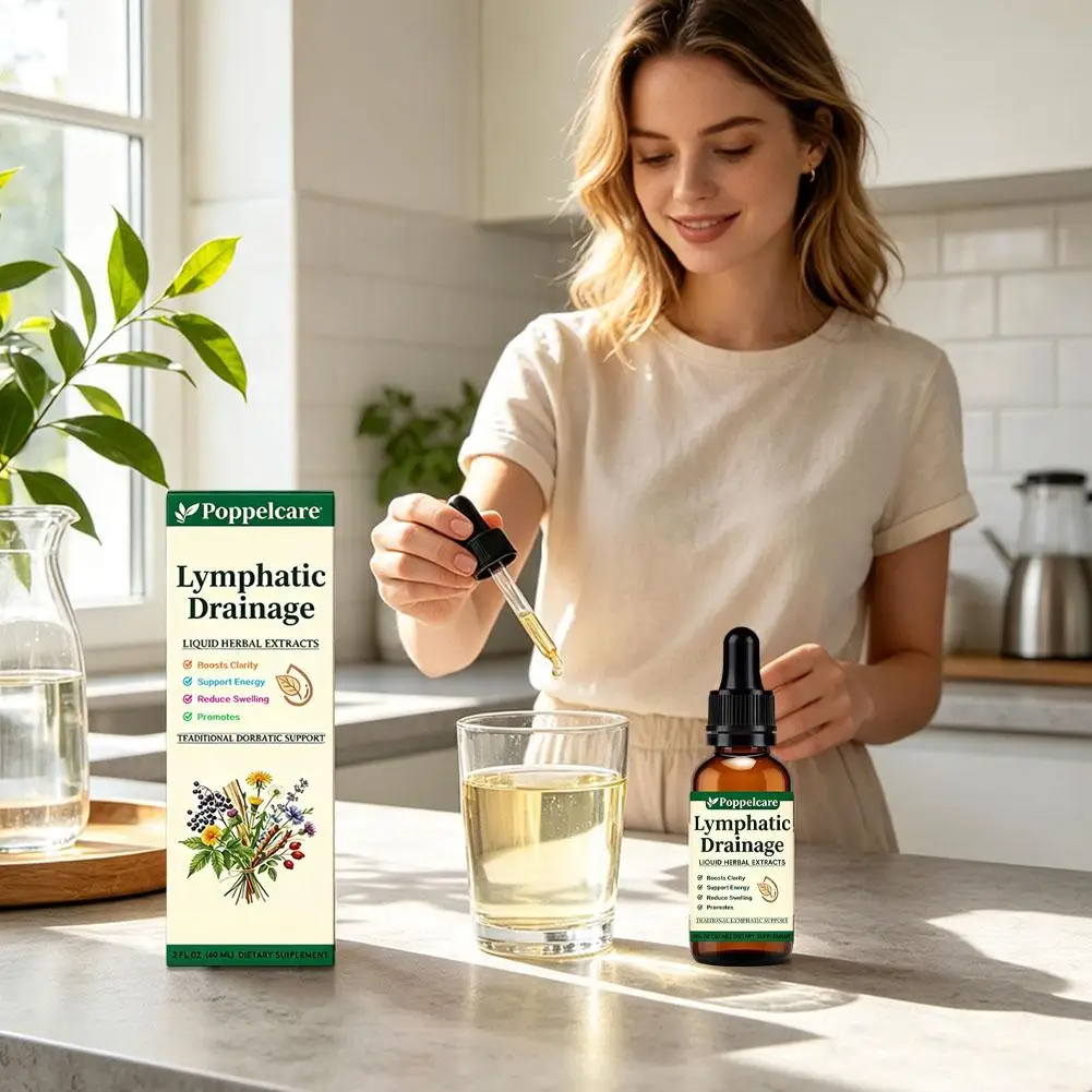 Herbal Lymphatic Drainage Drops Natural Liquid Formula Fast Absorption Energy Clarity Swelling Support Daily Wellness Supplement