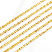 XP Jewelry -- 45 cm 24 k Pure Gold Plated Engraved Long Chain Necklaces for Women Fashion Jewelry