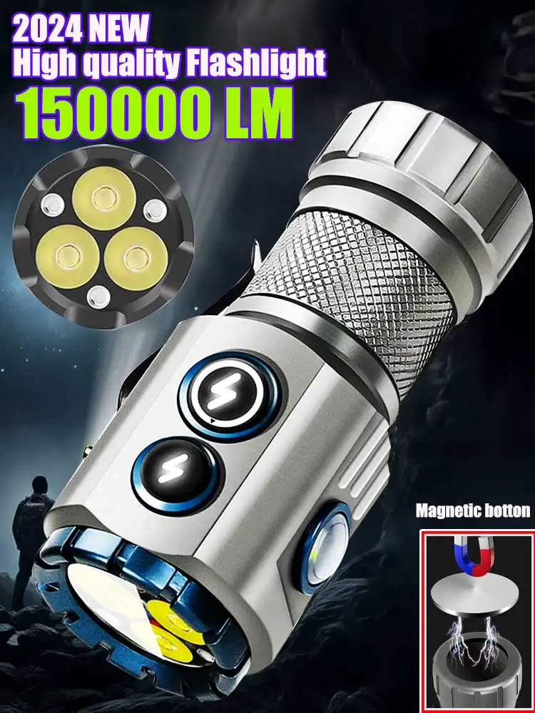 High Quality 90W Flashlight Powerful RGB Flashlights Aluminium Alloy Torch Rechargeable USB Light Waterproof with Magnet 18350