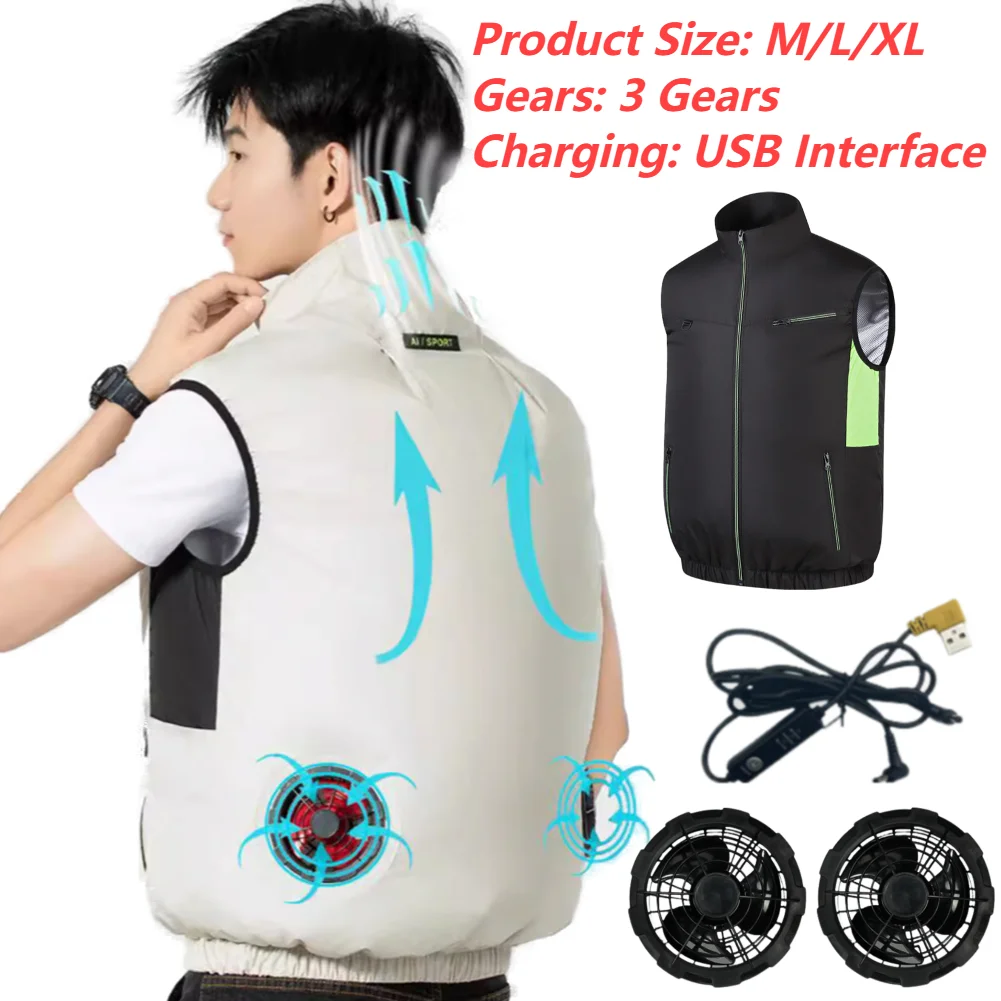 クールベストウェアラブル冷却ファンベスト耐熱空調服冷却労働者夏キャンプ釣り冷却