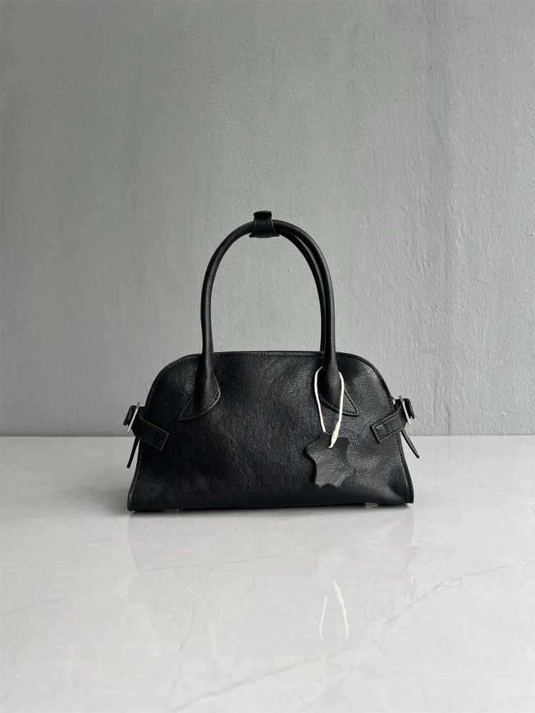 Casual Ladies Black Cowhide Versatile Crossbody Bag Female Genuine Leather Handbag Retro Tote Bags Zipper Shoulder Bags Hot Sale