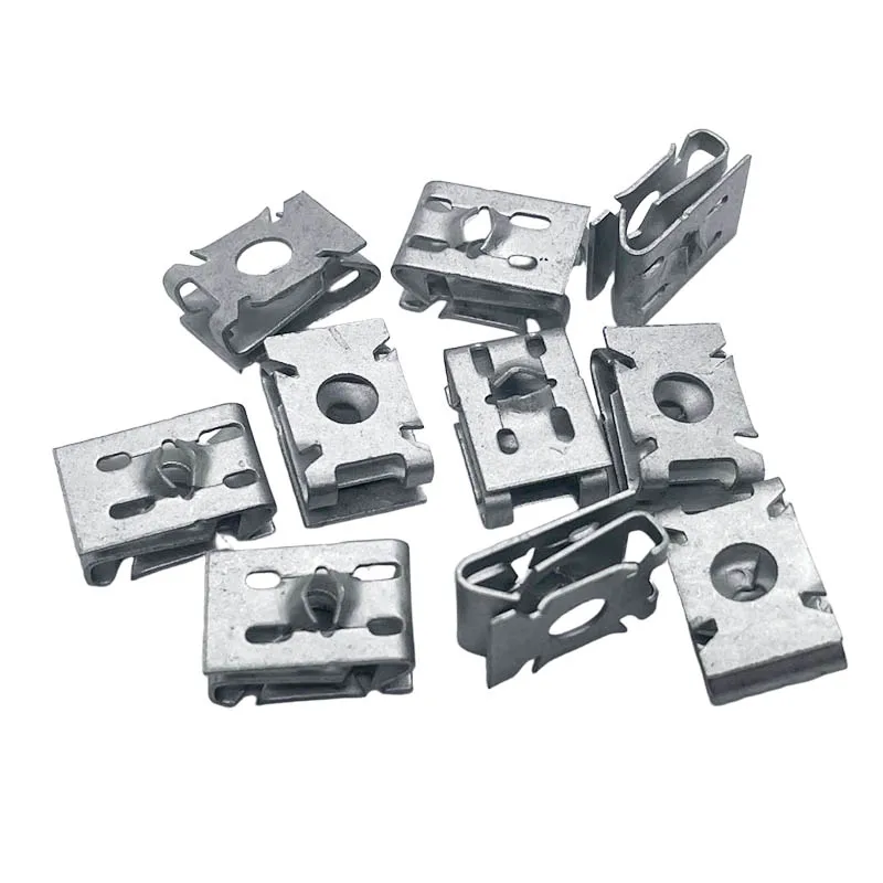 Car Metal N Type Nut Clamp Reed ST4.2 Screw Base for VW Sagitar Magotan Jetta License Plate Splint Buckle Dacromet 11X16mm