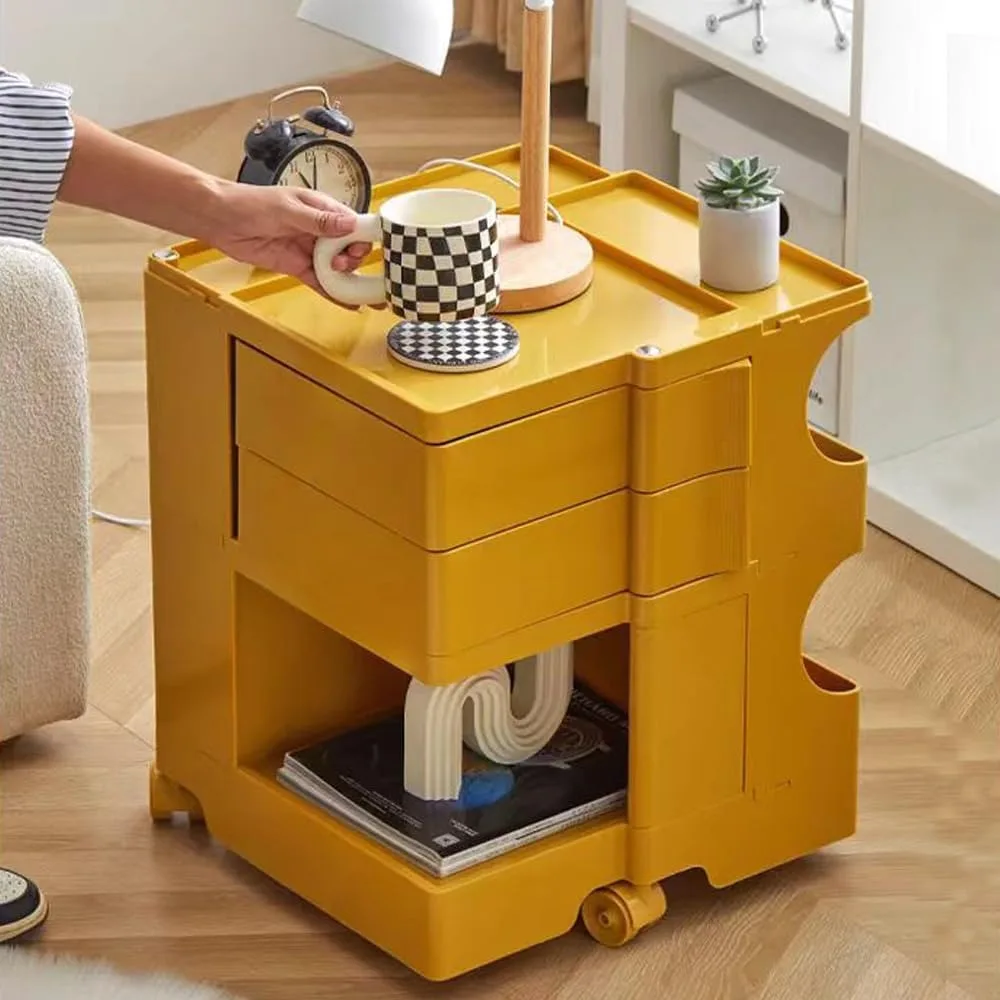 

360° Rotating End Table - 2-Tier Modern Nightstand w/ Removable Shelves, Minimalist Storage"​
