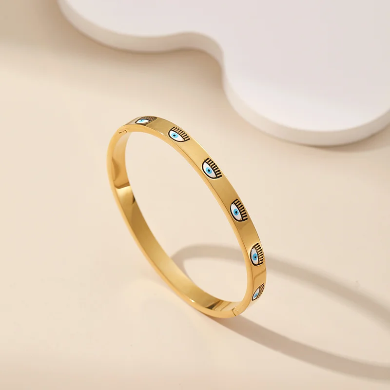 PAPERPLUS | Women Evil Eye Gold Bracelet. Stainless Steel.Turkish Charm Accessories. New