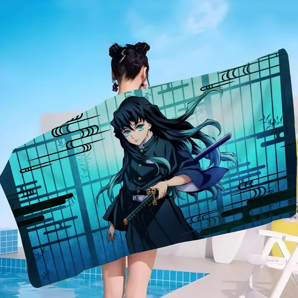 M-Muichiro-Tokito Calm-Mysterious Anime Beach Swimming Towel Soft Absorbent Washcloth Children's Gifts for Kids Travel