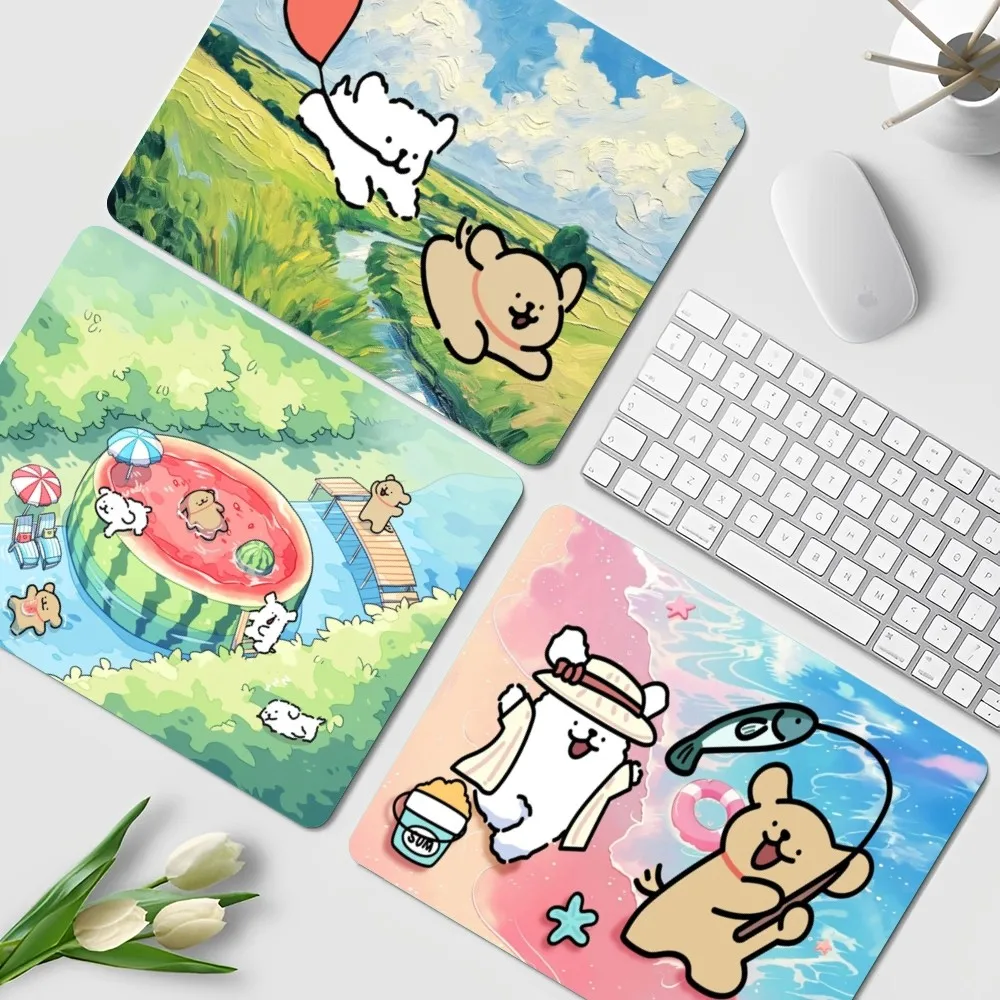 Korea line puppy Maltese Floor Mat Small Office Computer Desk Mat Table Keyboard Big Mouse Pad Laptop Cushion Non-slip Decor