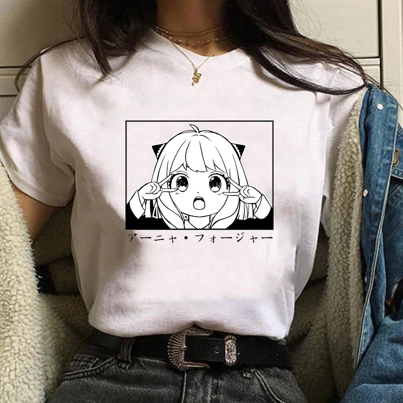 Anime New Cute Anya Forger T-shirt Women's Anime Harajuku Summer Casual Short Sleeve Shirt Top