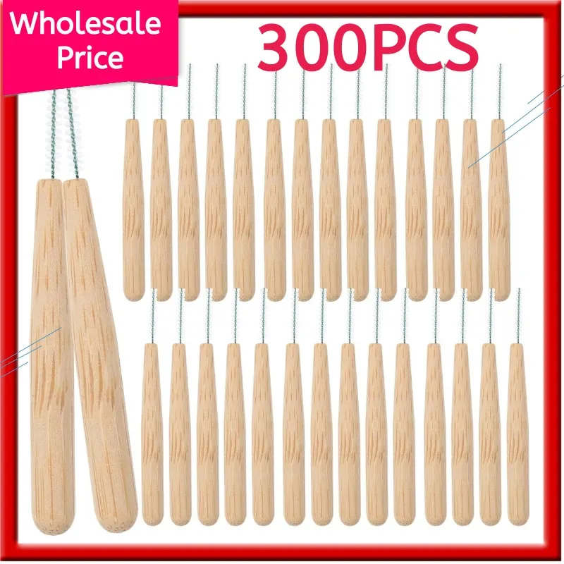 300pcs Bamboo Interdental Brushes, Between Teeth Cleaner Deep Clean Brush